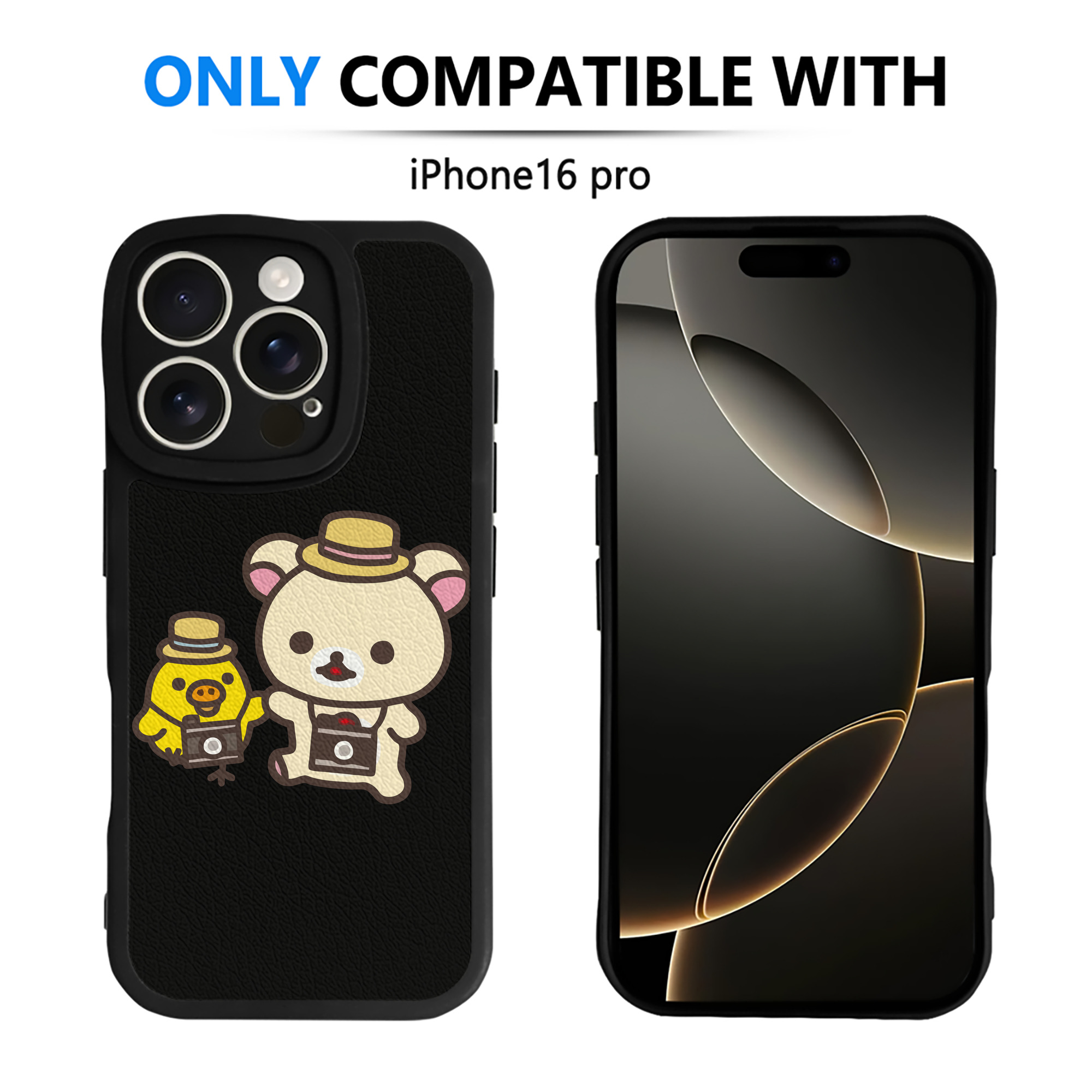 （画像用） リラックマ リラックマ キイロイトリ Rilakkuma Korilakkuma Kiiroitori 【iPhone 16シリーズ対応】シリコンスマホケース（レザー調） 材質：シリコン